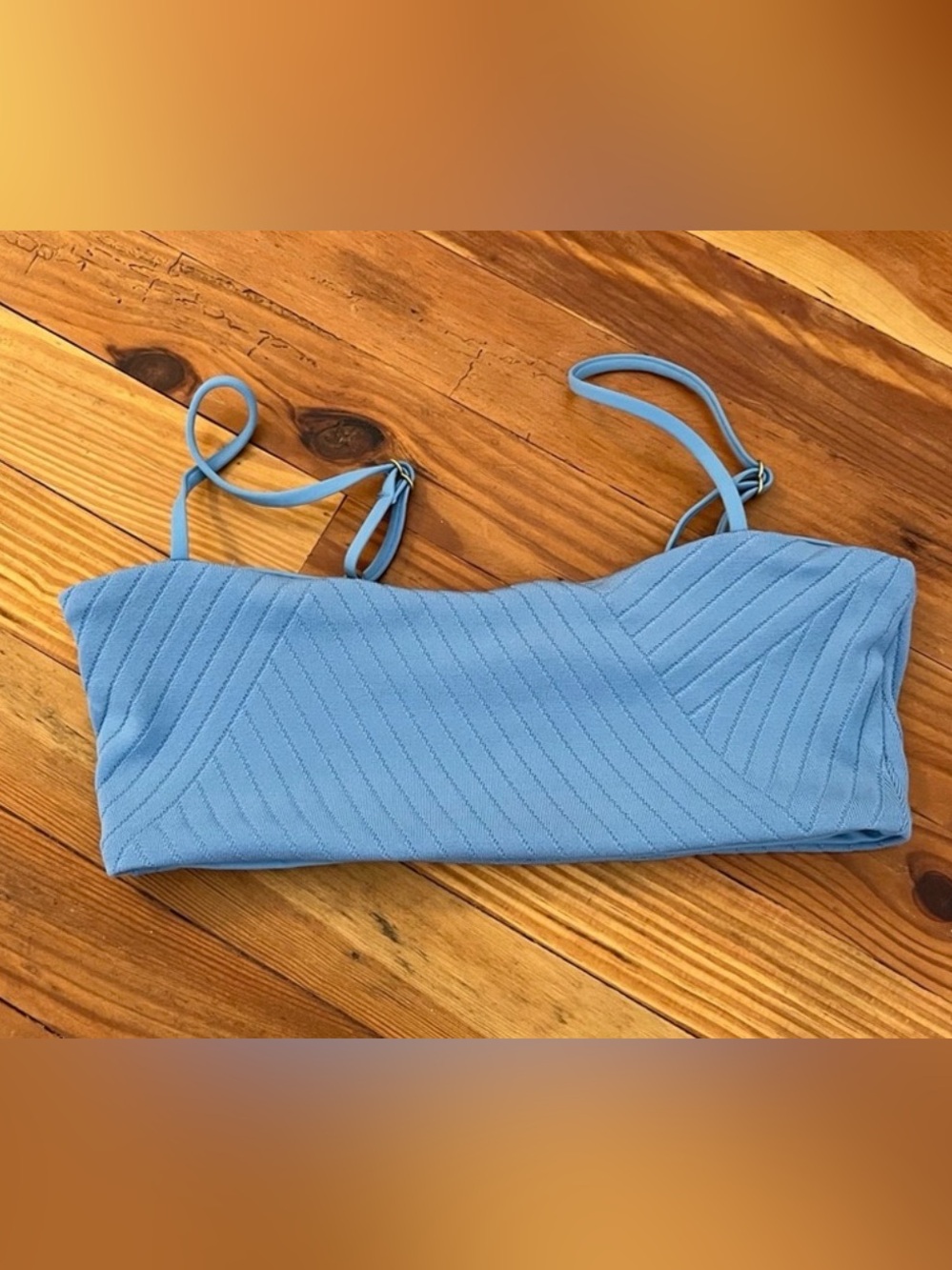 l*space Light Blue Ribbed Bikini Top